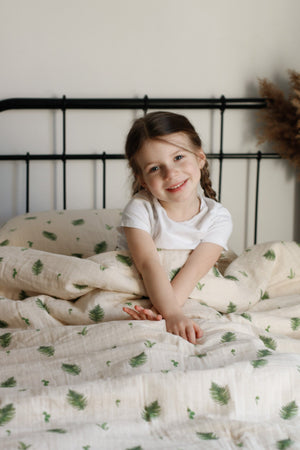 Organic Cotton Muslin Comforter & Pillowcase Set - Fern