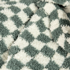 Baby's Breath & Forest Green Check Print Extended Throw