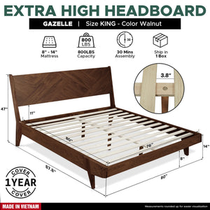 Gazelle Solid Wood Bed Frame
