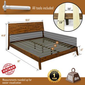 Serenity Deluxe Wood Platform Bed Frame