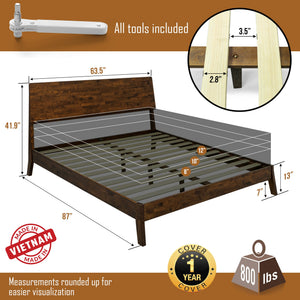 Serenity Deluxe Wood Platform Bed Frame