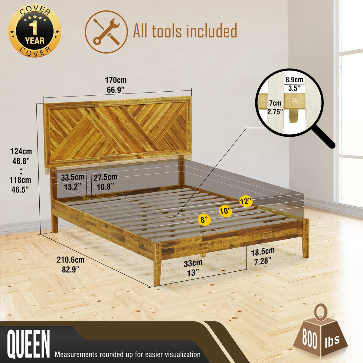Sierra Deluxe Solid Wood Bed Frame