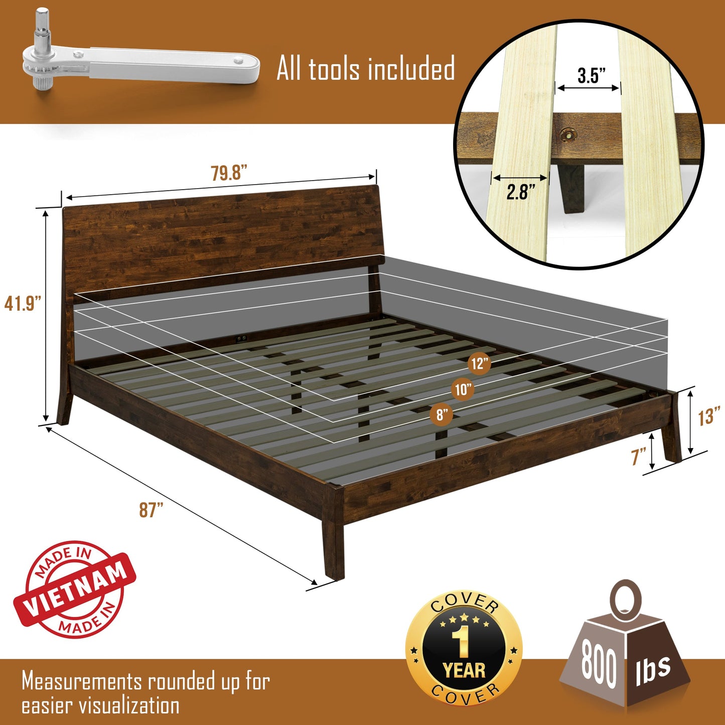 Serenity Deluxe Wood Platform Bed Frame