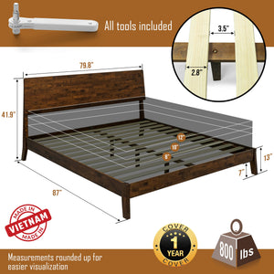 Serenity Deluxe Wood Platform Bed Frame