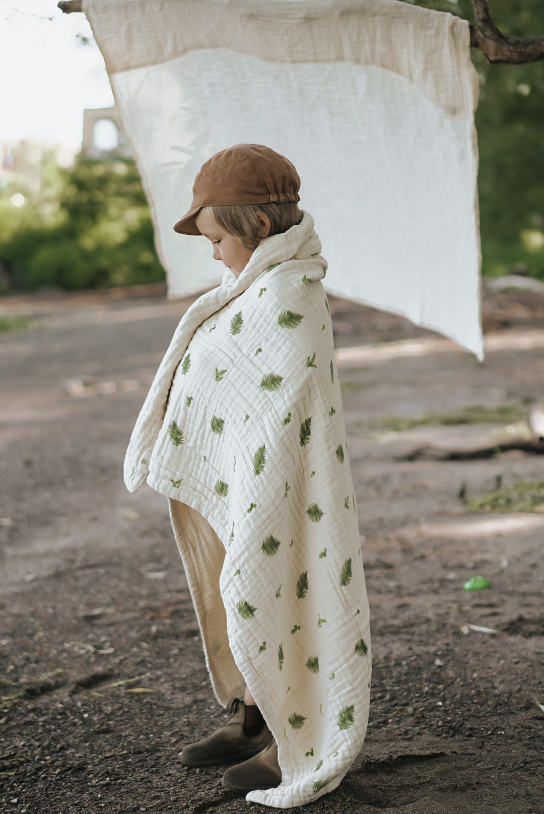 Organic Cotton Muslin Baby Blanket, 4 Layers, Crib Size (47 X 47) - Fern