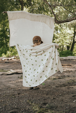 Organic Cotton Muslin Baby Blanket, 4 Layers, Crib Size (47 X 47) - Fern