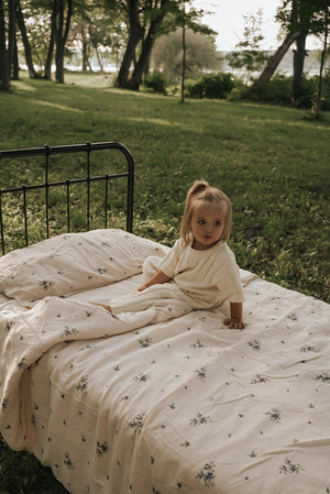 Organic Cotton Muslin Comforter & Pillowcase Set - Blueberry