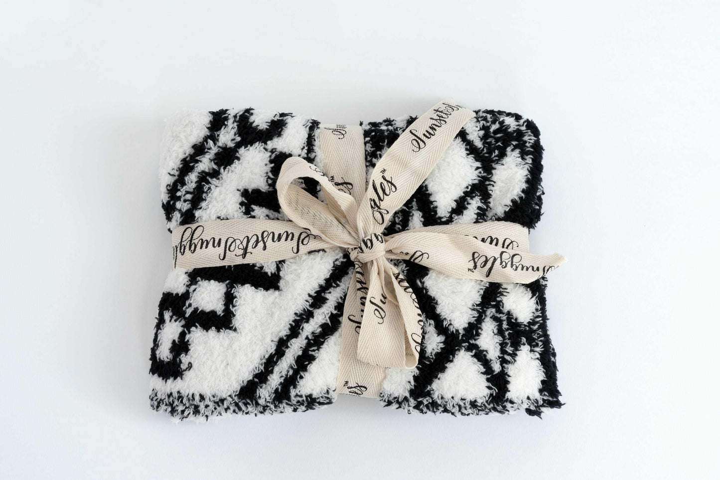 Black & White Diamond Tile Lovey Baby Blanket