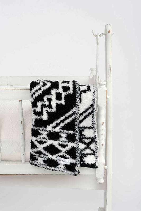 Black & White Diamond Tile Lovey Baby Blanket