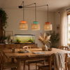 DUO Jute Adjustable 3-Light Pendant for Dining Table & Kitchen Island