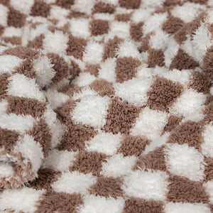 Chocolate Milk & White Check Print Extended Throw
