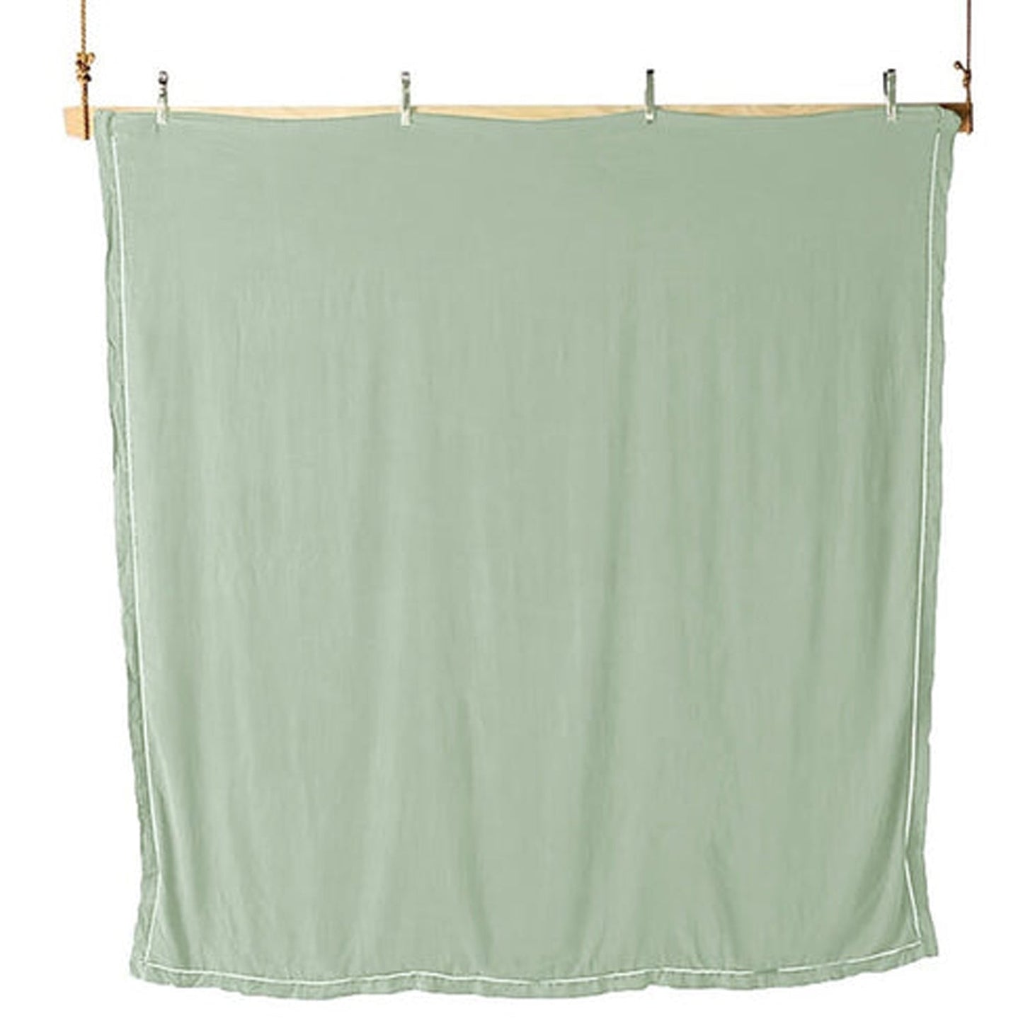 Embroidered Edge Sage Green 100% Pure Linen | Linen Cotton Mix | 3 Piece Duvet Cover Set | 4 Piece Sheet Set | Handmade | Pre-washed | Soft-2