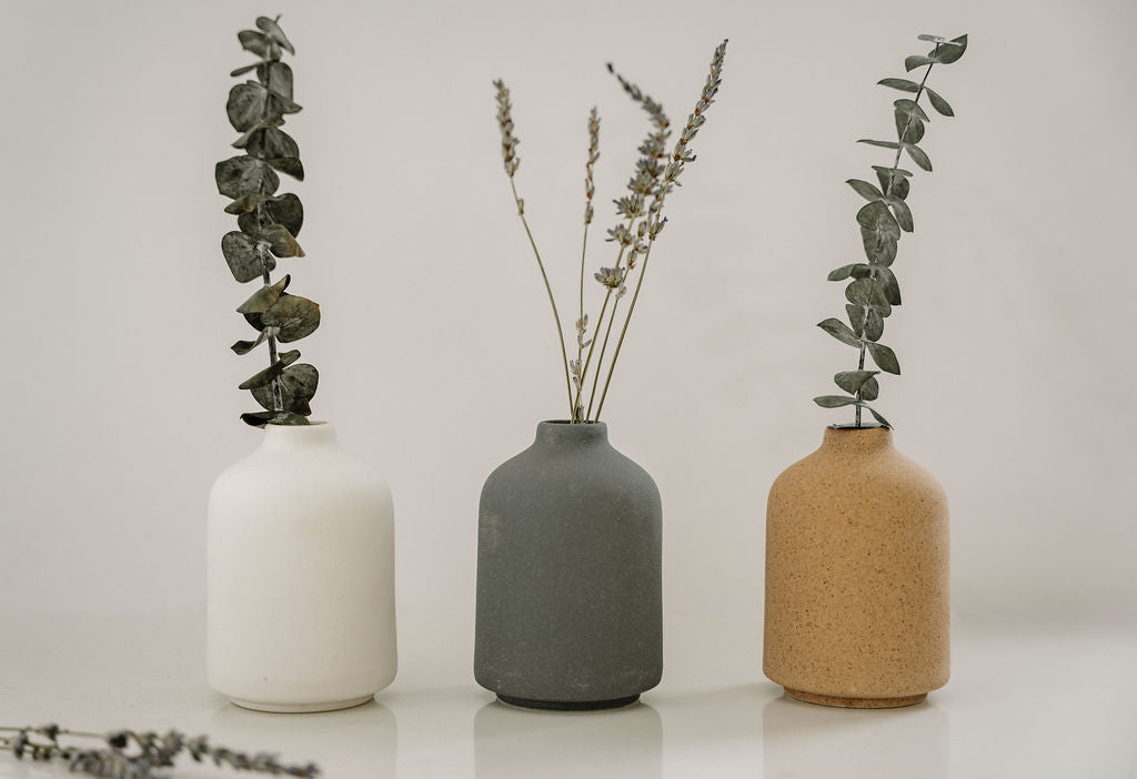 Ceramic Bud Vases | Eucalyptus, Lavender and Pampas Bud Included