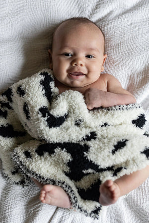 Tap Shoe & Baby's Breath Cow Print Lovey Baby Blanket
