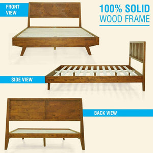 Acacia Harmony Solid Wood Platform Bed Frame with Headboard