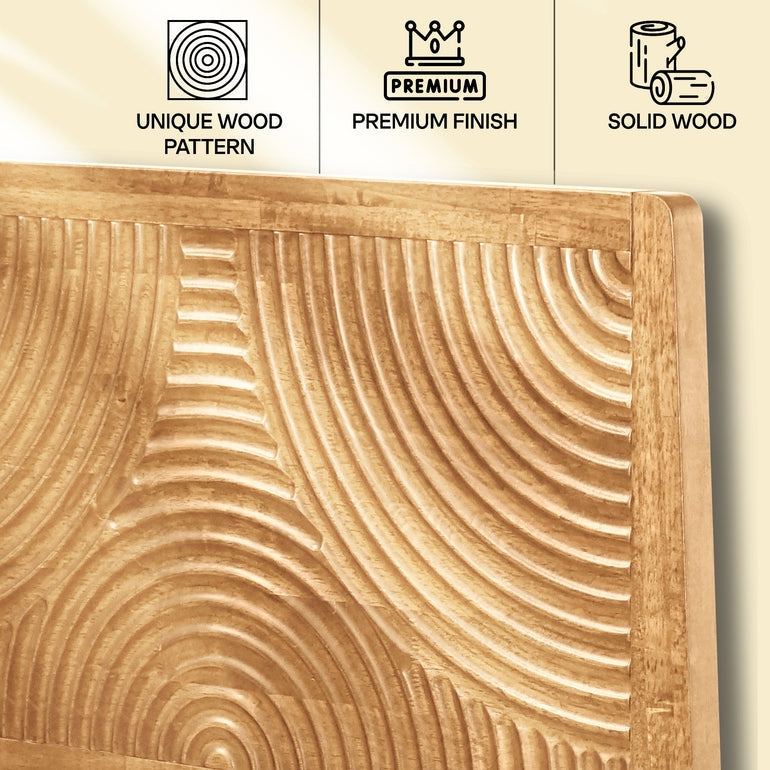 Acacia Harmony Solid Wood Platform Bed Frame with Headboard