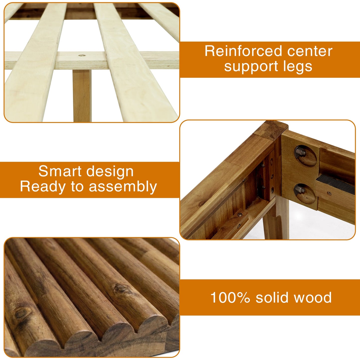 Megsu Bosk Acacia Wood Bed Frame with Headboard