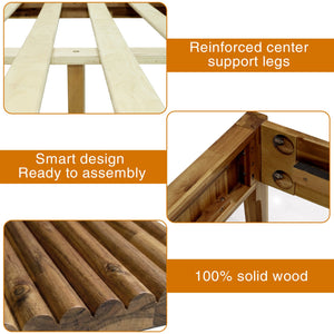 Megsu Bosk Acacia Wood Bed Frame with Headboard