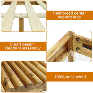 Megsu Bosk Acacia Wood Bed Frame with Headboard