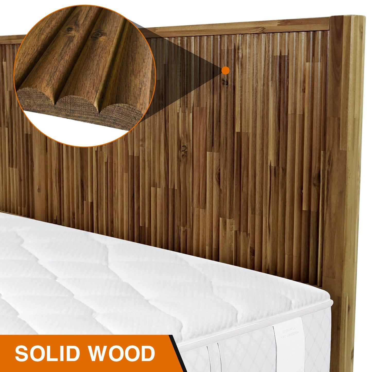 Megsu Bosk Acacia Wood Bed Frame with Headboard