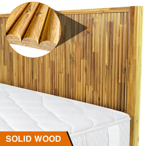 Megsu Bosk Acacia Wood Bed Frame with Headboard