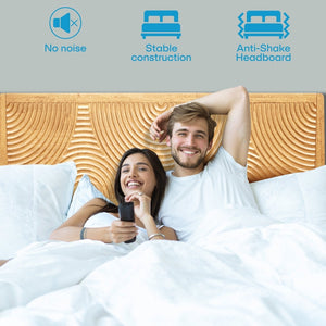 Acacia Harmony Solid Wood Platform Bed Frame with Headboard