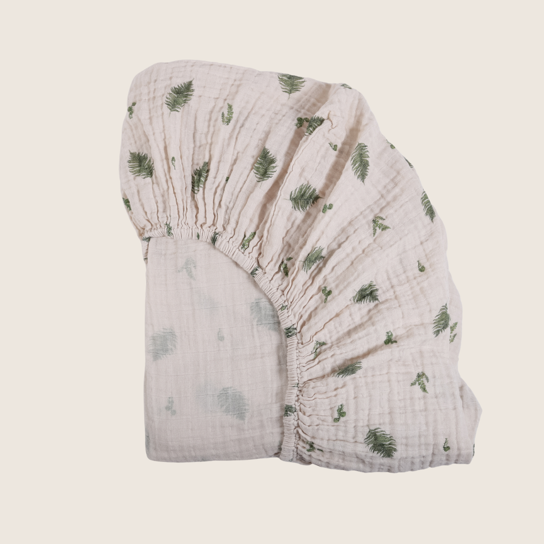 Organic Cotton Muslin Crib Fitted Sheets - Fern