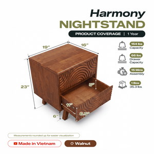 Harmony Solid Wood Nightstand
