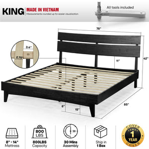 Aurora Solid Wood Bed Frame