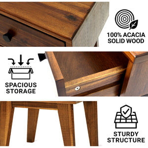 Sofia 1-Drawer Solid Wood Nightstand