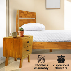 Silvia 2-Drawer Solid Wood Nightstand