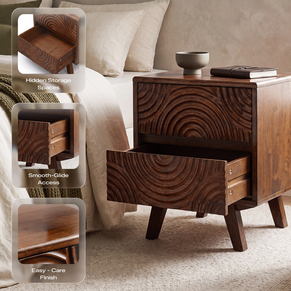 Harmony Solid Wood Nightstand