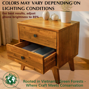 Silvia 2-Drawer Solid Wood Nightstand