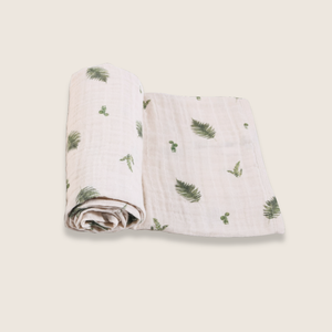 Organic Cotton Muslin Swaddle Blanket - Fern