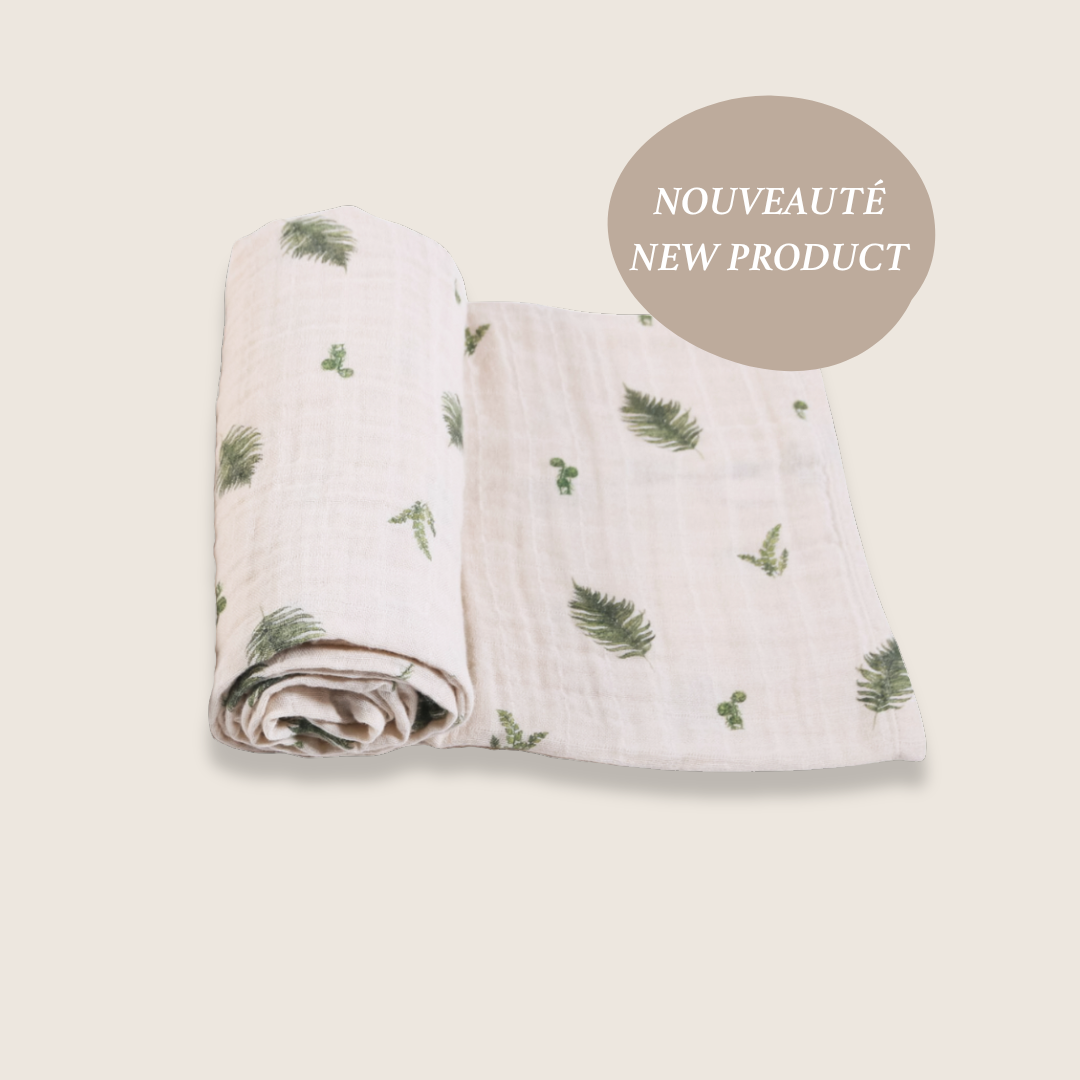 Organic Cotton Muslin Swaddle Blanket - Fern