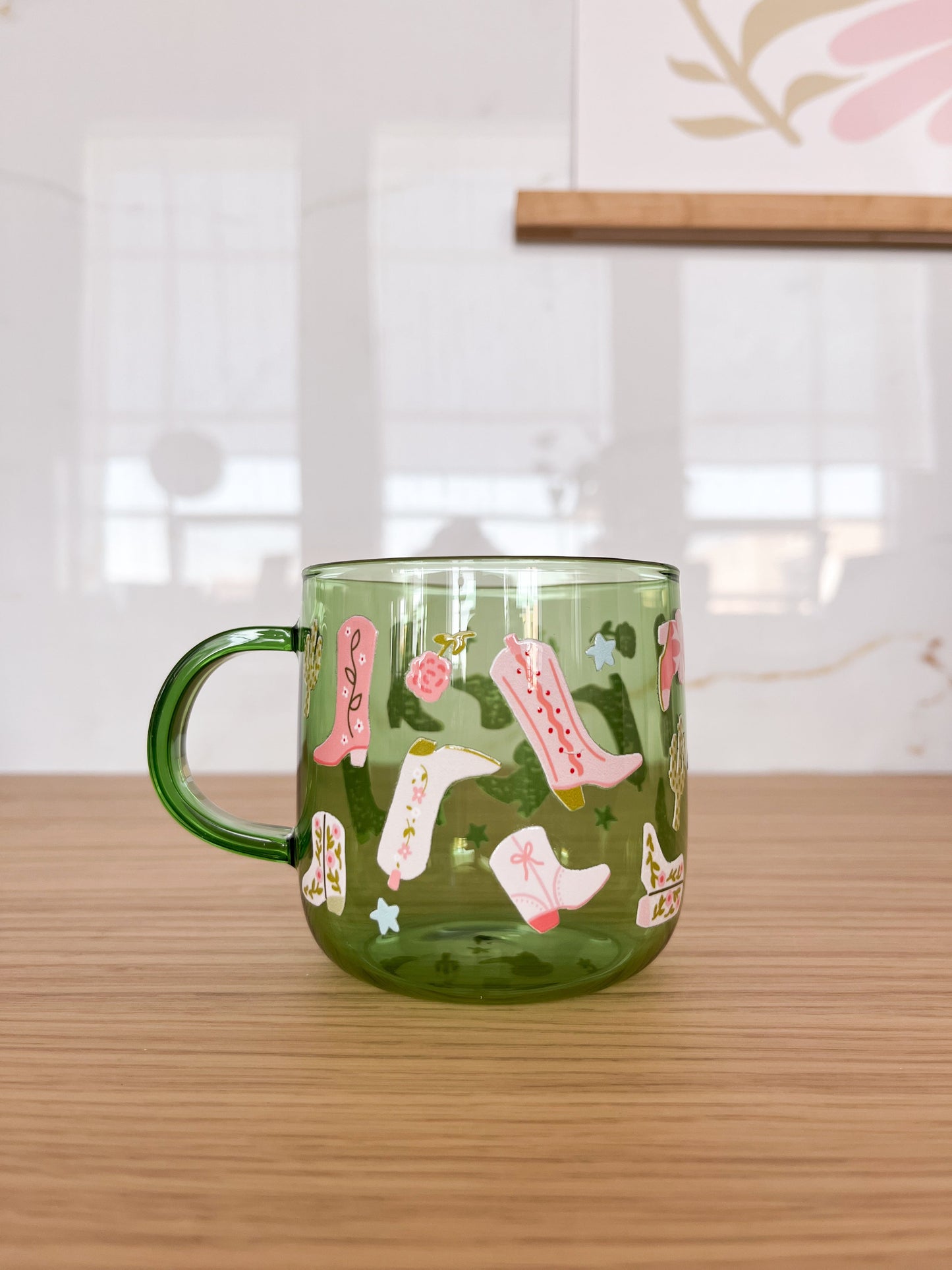 12oz Green Borosilicate Glass Mug – Cowgirl
