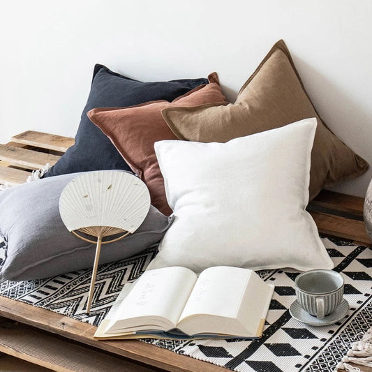 Naturally Dyed Linen Throw Pillow Cover