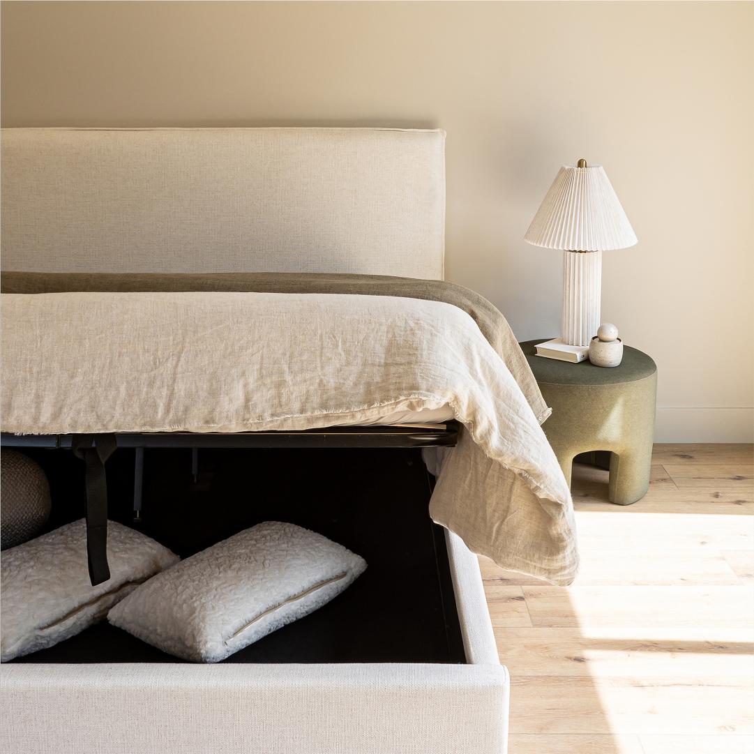 Watkins Platform Tall Headboard Upholstered Storage Bed - Cream