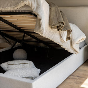 Watkins Platform Tall Headboard Upholstered Storage Bed - Cream