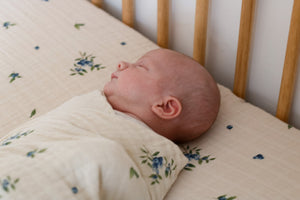 Organic Cotton Muslin Swaddle Blanket - Blueberry