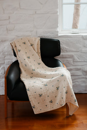 Organic Cotton Muslin Blanket, 4 Layers, Twin Size (60 X 74) - Blueberry