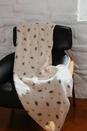 Organic Cotton Muslin Blanket, 4 Layers, Twin Size (60 X 74) - Fern