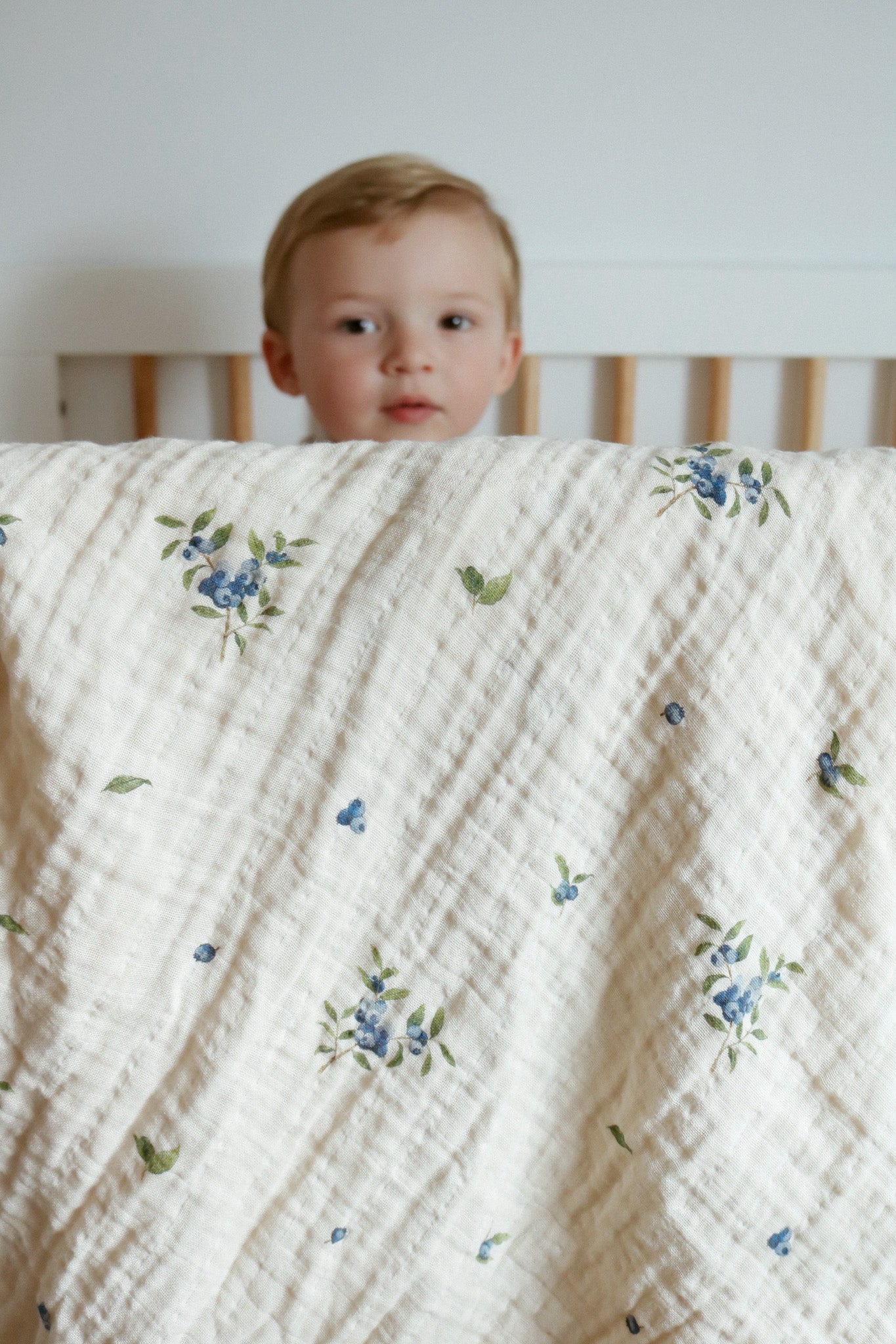 Organic Cotton Muslin Baby Blanket, 4 Layers, Crib Size (47 X 47) - Blueberry