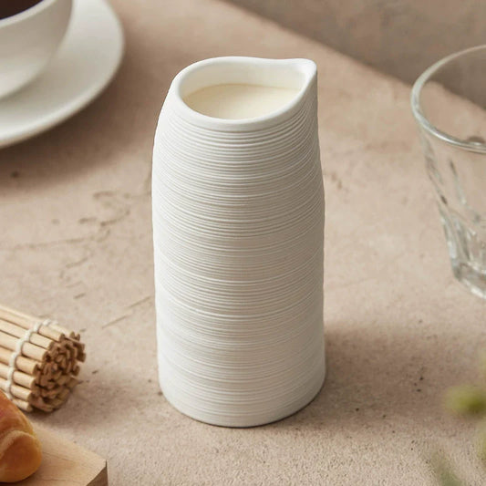 Minimalist Textured Ceramic Cup – 245ml White Modern Drinkware-0