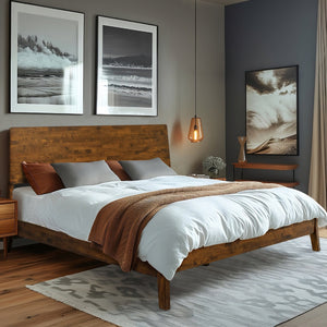 Acacia Serenity Deluxe Wood Platform Bed Frame - Elegant and Durable Design