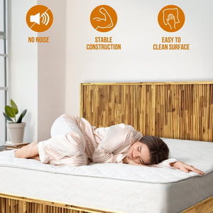 Megsu Bosk Acacia Wood Bed Frame with Headboard