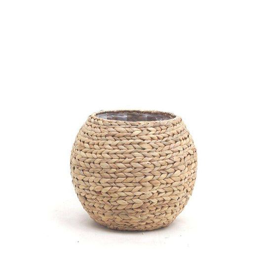 Rafa- Water Hyacinth Natural Round Floor Planter