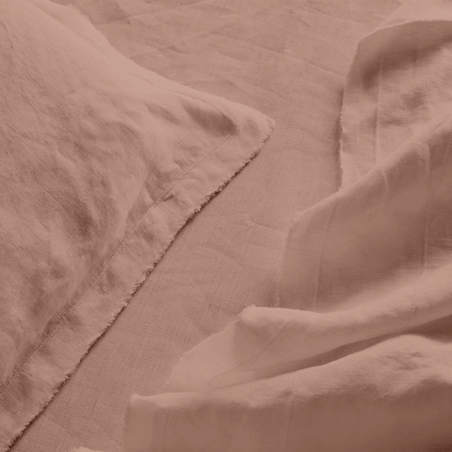 Raw Edged Clay - 100% Pure Linen | Linen Cotton Mix | 3 Piece Duvet Cover Set | 4 Piece Sheet Set | Handmade | Pre-washed | Soft-2