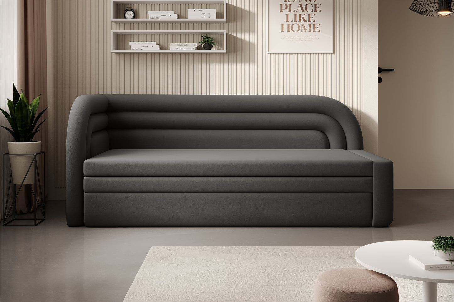 Fabillo Storage Sleeper Sofa - Dark Grey