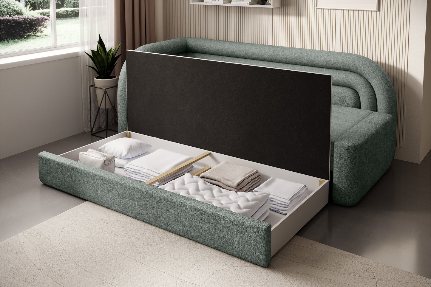Fabillo Storage Sleeper Sofa - Moss Green